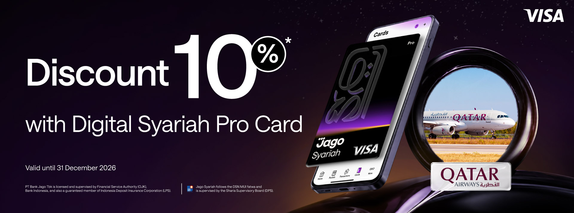 Up to 10% off flights when paying with your Jago Digital Pro Card
