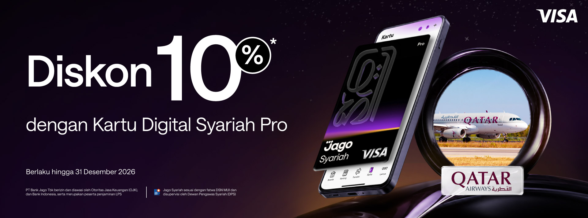 Diskon hingga 10% untuk tiket penerbangan saat membayar dengan Kartu Digital Jago Pro