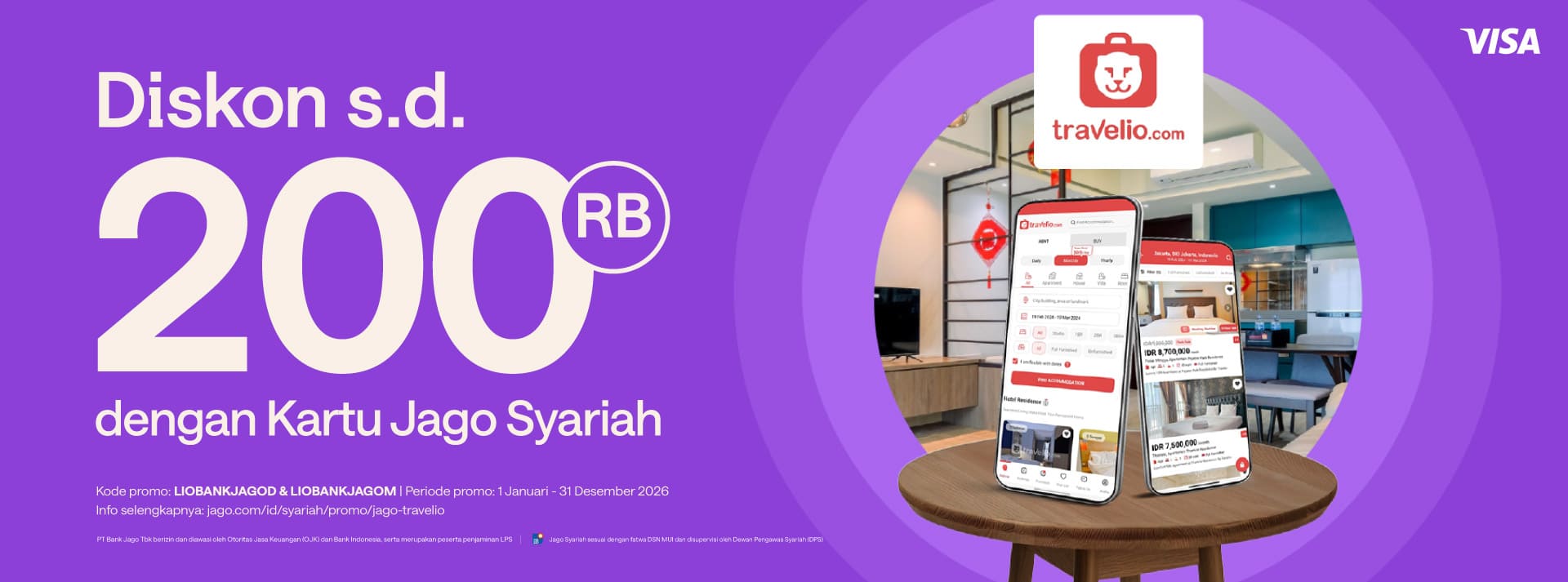 Promo spesial sewa apartemen pake Kartu Debit Jago Visa diskon s.d. 200RB