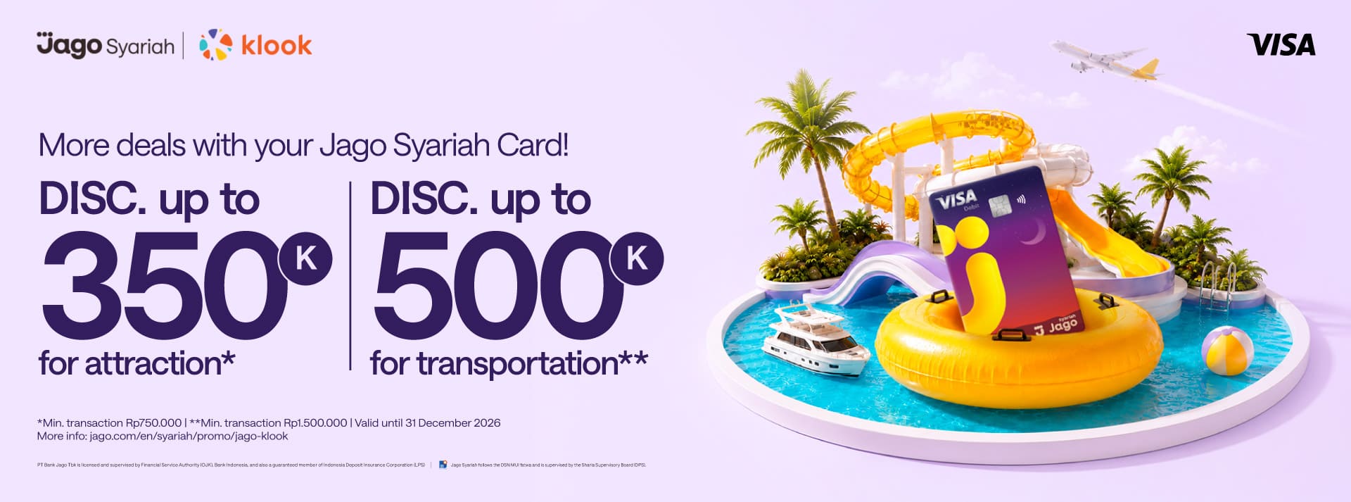Discount up to Rp500,000 using Jago Visa Debit Card on Klook!