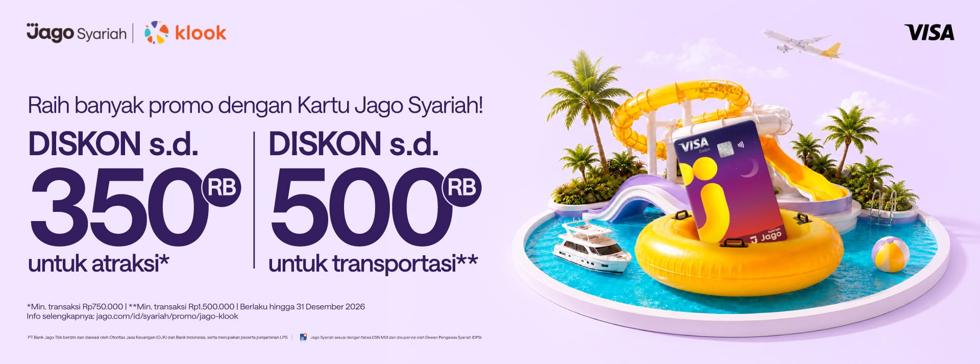Diskon hingga Rp500.000 pakai Kartu Debit Jago Visa di Klook!
