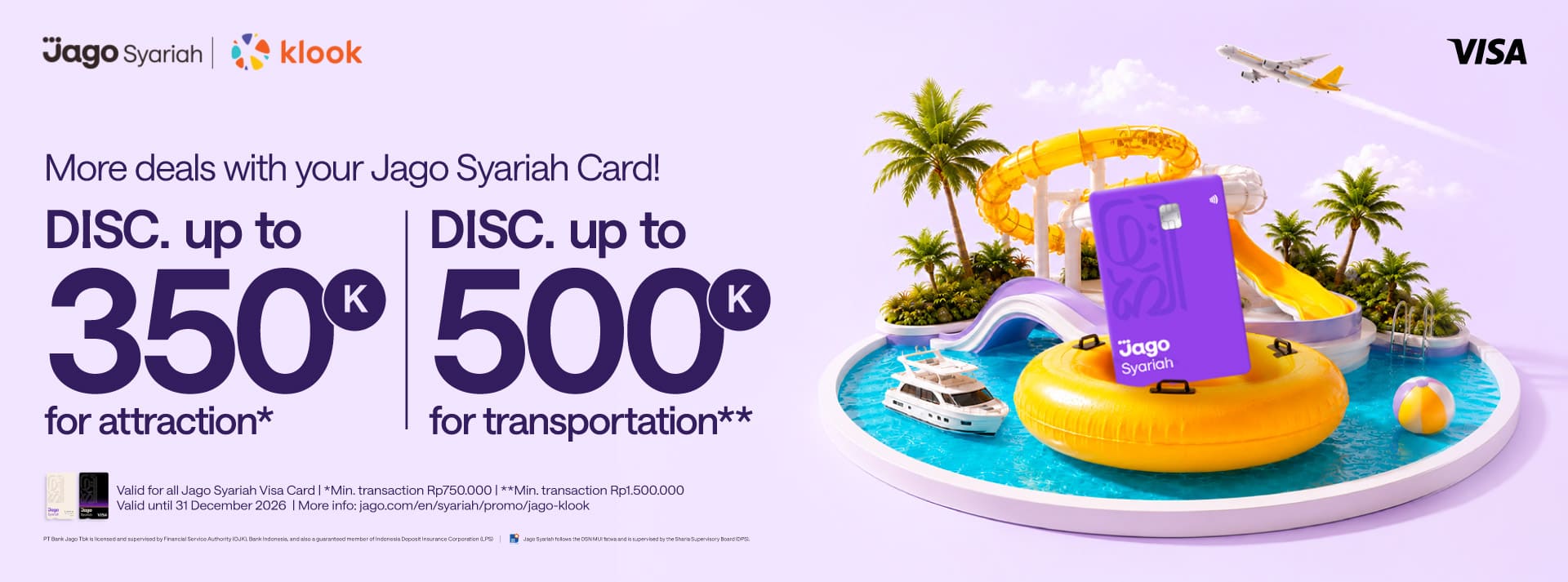 Discount up to Rp500,000 using Jago Visa Debit Card on Klook!