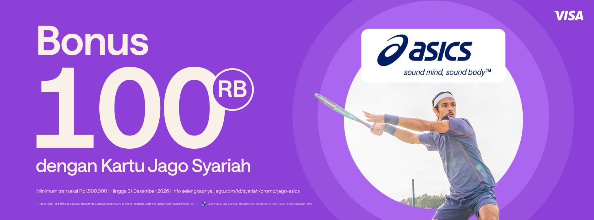Belanja di Asics, Cashback 100RB pake Kartu Debit Jago Visa!