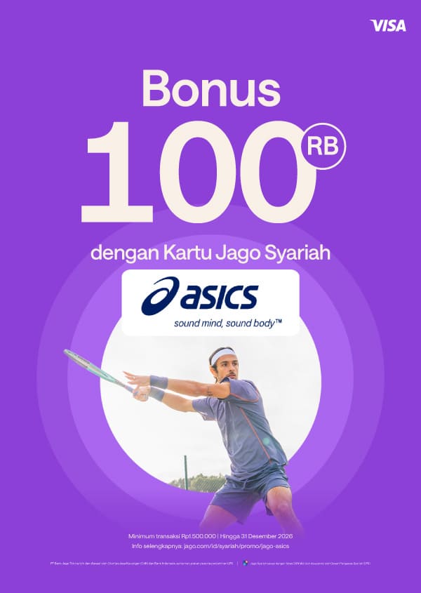 Belanja di Asics, Cashback 100RB pake Kartu Debit Jago Visa!