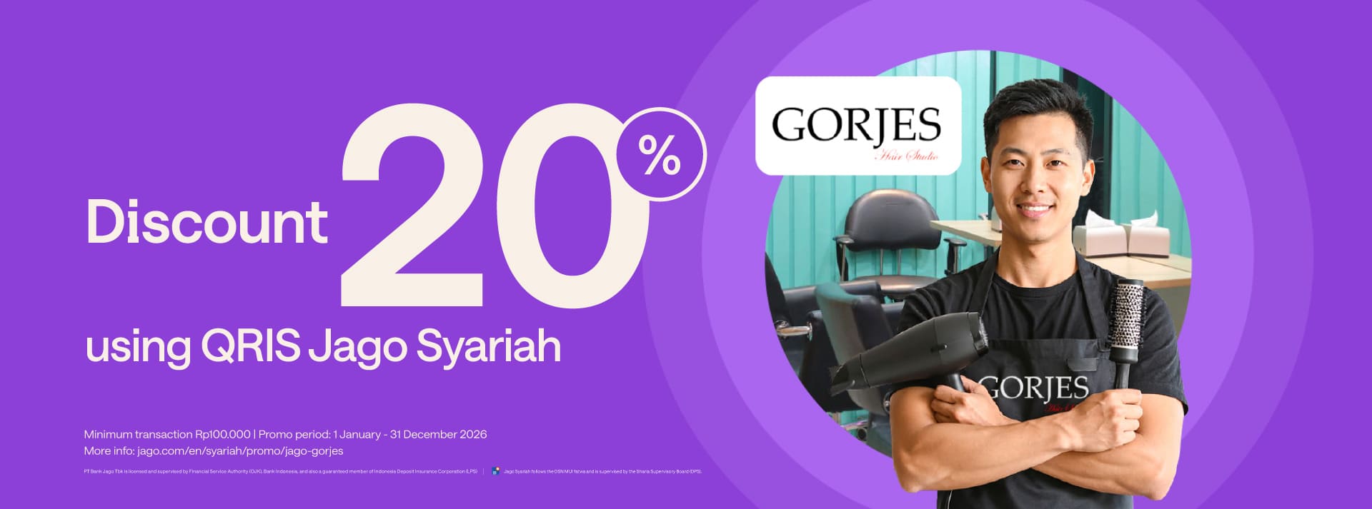 Discount 20% for all treatment except make up with Jago QRIS.
