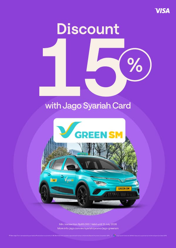 Get 15% discount with minimum transaction Rp65.000 using Jago Card