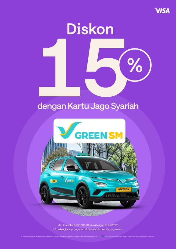 Dapatkan diskon 15% dengan minimal transaksi Rp65.000 menggunakan Kartu Jago