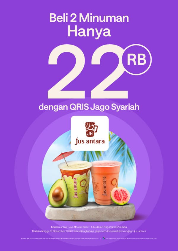Harga Spesial hanya Rp22.000 untuk 2 minuman dengan pembayaran QRIS Jago.