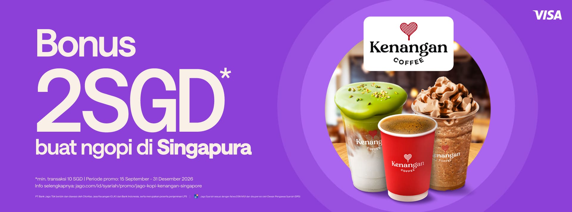 Bonus senilai SGD 2 untuk min. pembelian SGD 10 di Kenangan Coffee Singapore