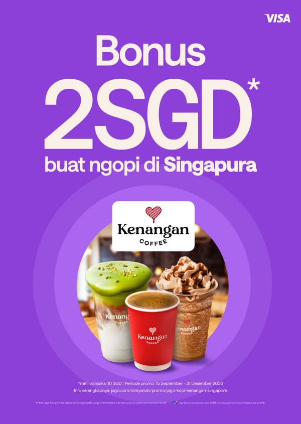 Bonus senilai SGD 2 untuk min. pembelian SGD 10 di Kenangan Coffee Singapore