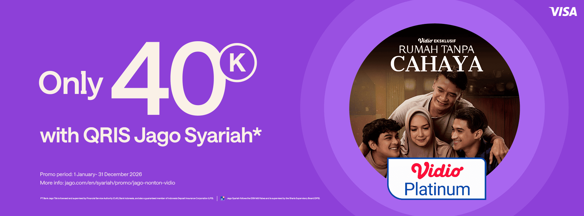 Get Vidio Premier Platinum subscription only Rp40,000 for Jago Visa Debit Card users