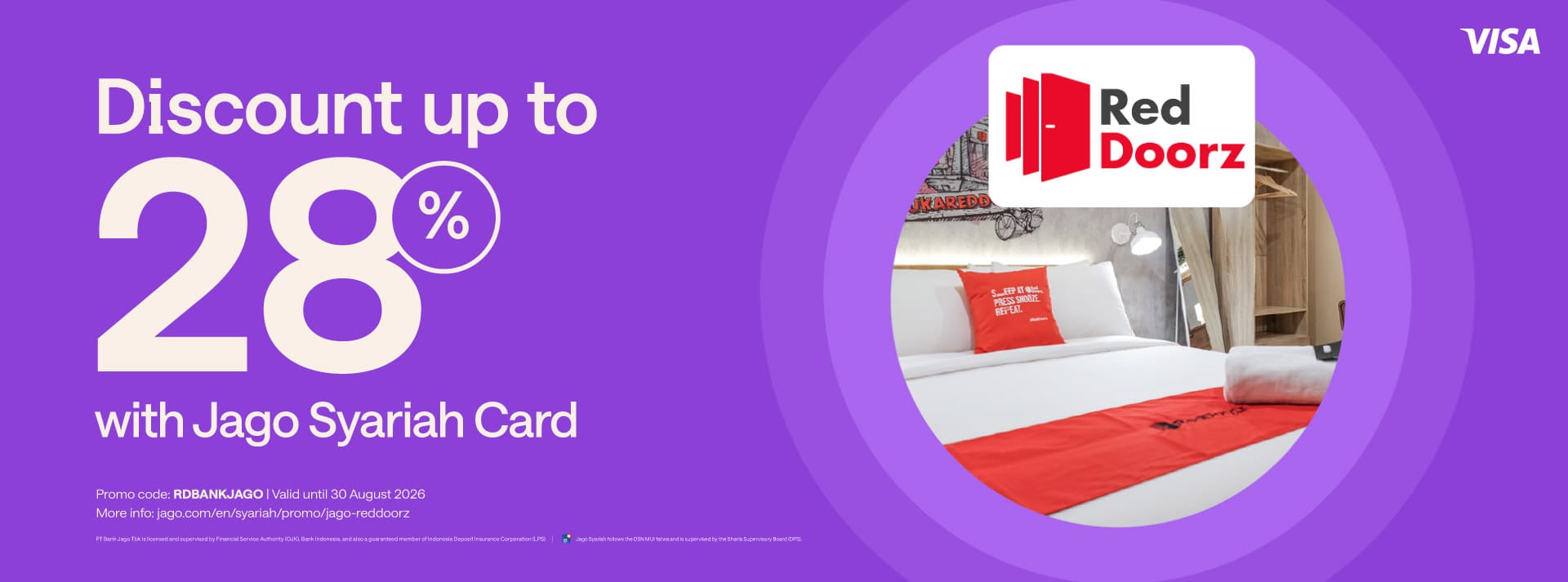 Get cozy stays at a lower price with Jago Visa Debit Card up tp 28% discount!