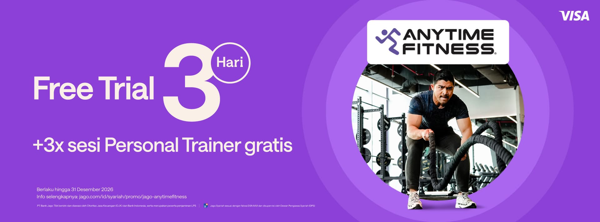 Nikmati FREE TRIAL 3 hari + 3 sesi personal trainer (PT) gratis di Anytime Fitness!