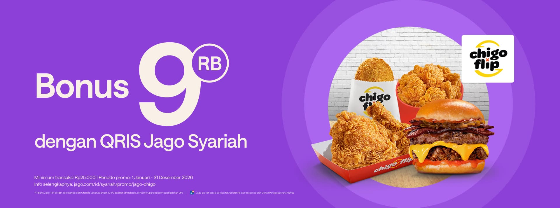 Jago traktir makan ayam setiap hari! Bonus Rp9.000 khusus pengguna QRIS Jago