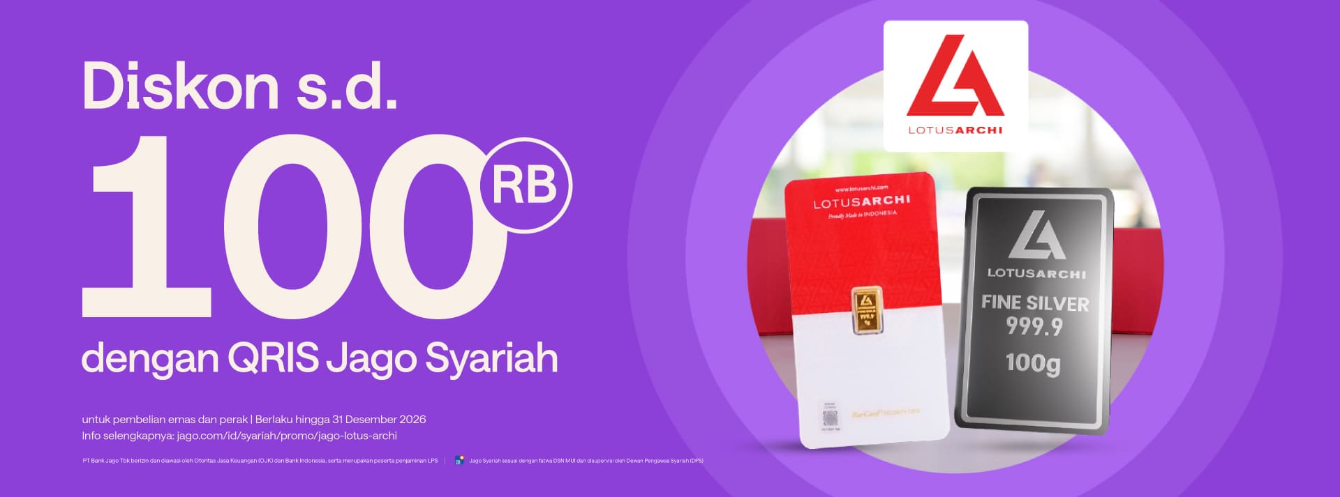 Diskon s.d. Rp100.000 dengan transaksi menggunakan QRIS Jago!