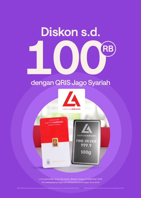 Diskon s.d. Rp100.000 dengan transaksi menggunakan QRIS Jago!