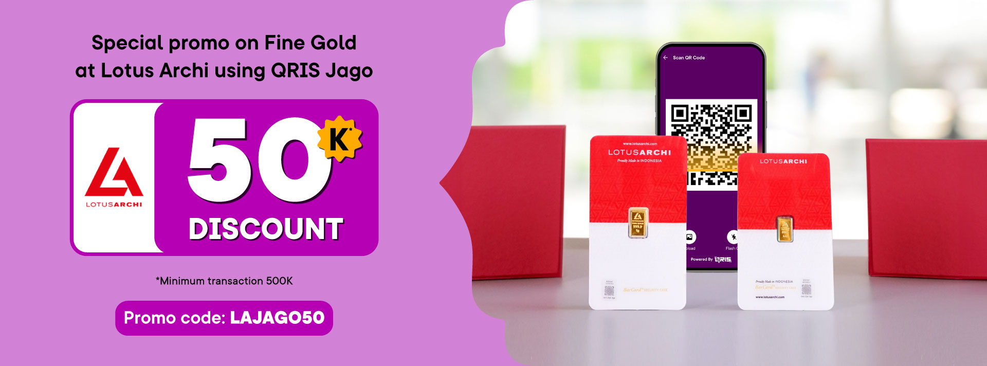 Save Rp50,000 on fine gold purchase using Jago QRIS