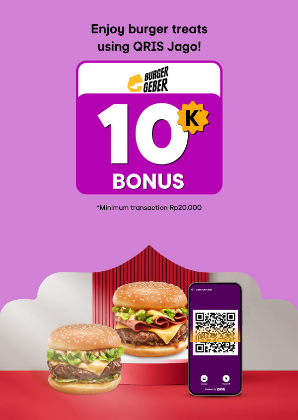 Rp10,000 cashback for a burger using Jago QRIS