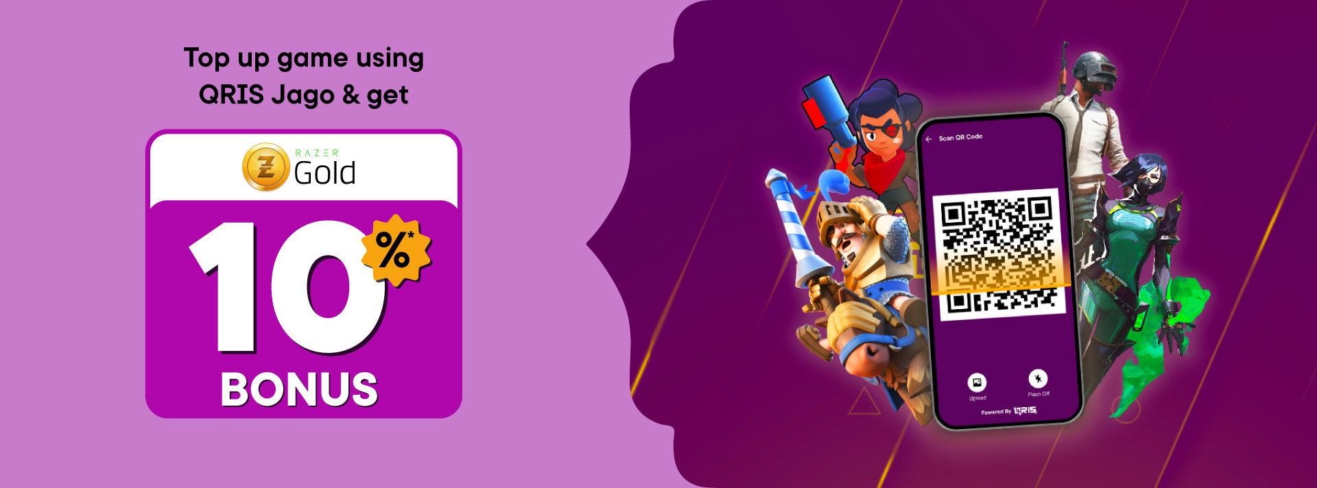 10% cashback for topping up your favorite game using Jago QRIS