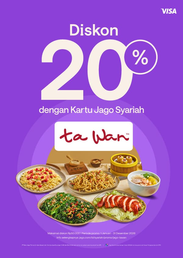 Diskon 20% buat makan-makan pakai Kartu Jago (Fisik)