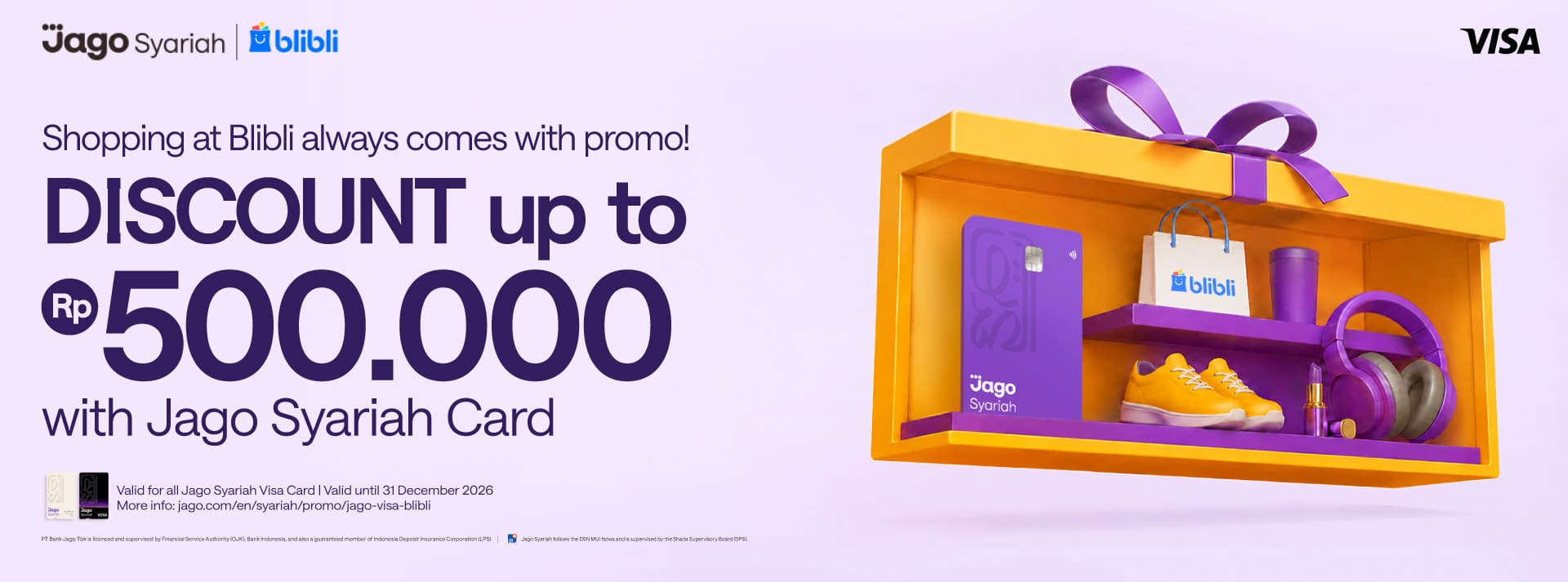 Shopping at Blibli always comes with promo! Up to Rp500.000 DISCOUNT with Jago Card.