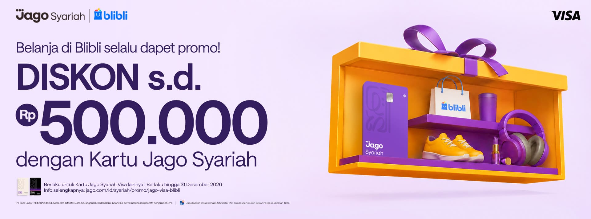 Belanja di Blibli selalu dapet promo! DISKON s.d. Rp500.000 dengan Kartu Jago.