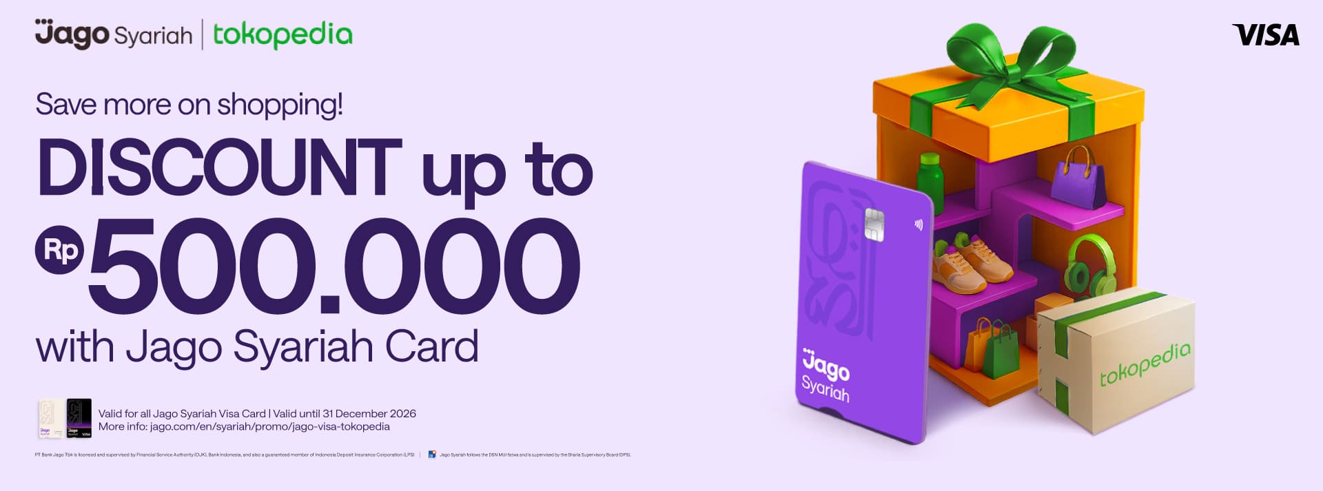 Save more on shopping! Up to Rp500.000 DISCOUNT with Jago Card