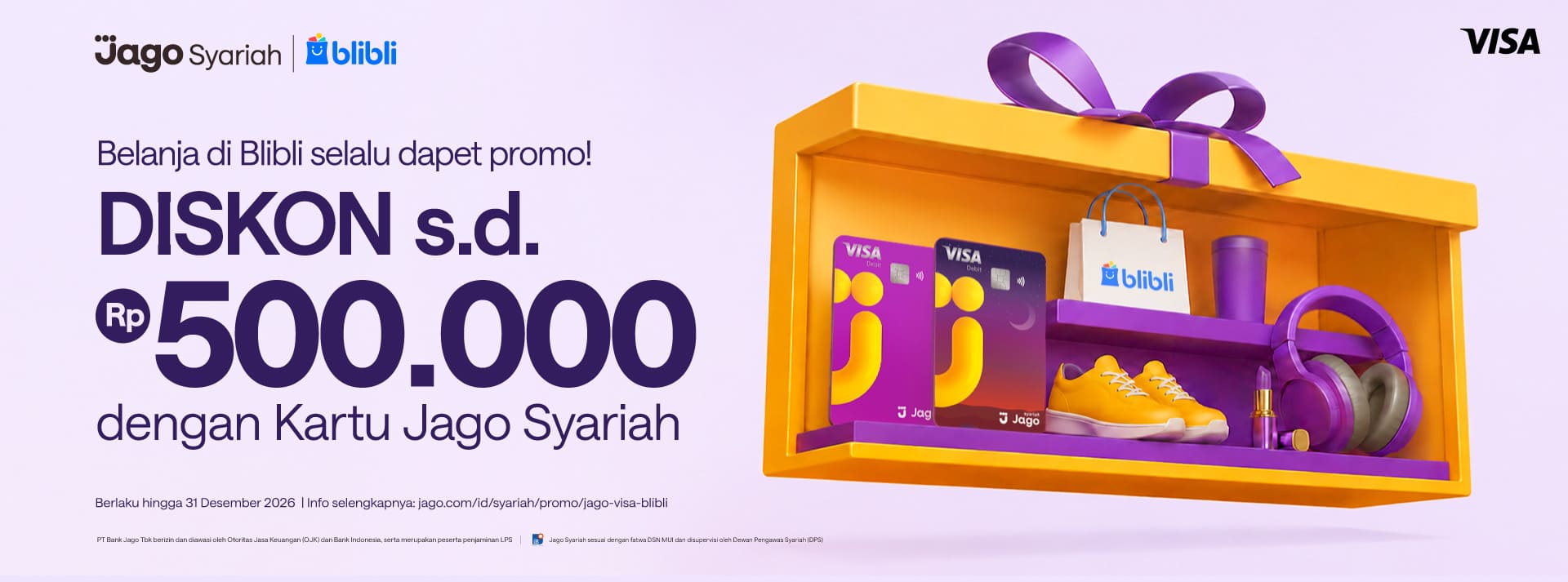 Belanja di Blibli selalu dapet promo! DISKON s.d. Rp500.000 dengan Kartu Jago.