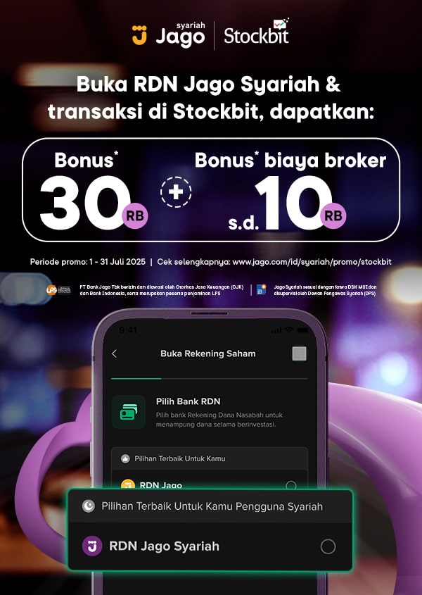 Bikin RDN Jago dari Stockbit dalam hitungan jam! Dapet cashback 30 ribu + cashback biaya broker*