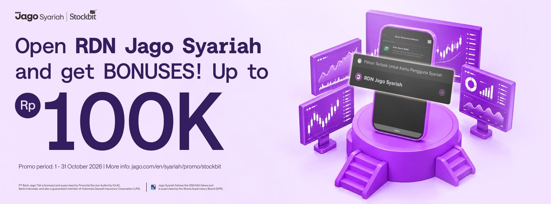 Open Jago RDN on Stockbit in a split hours! Get bonus of up to Rp100.000