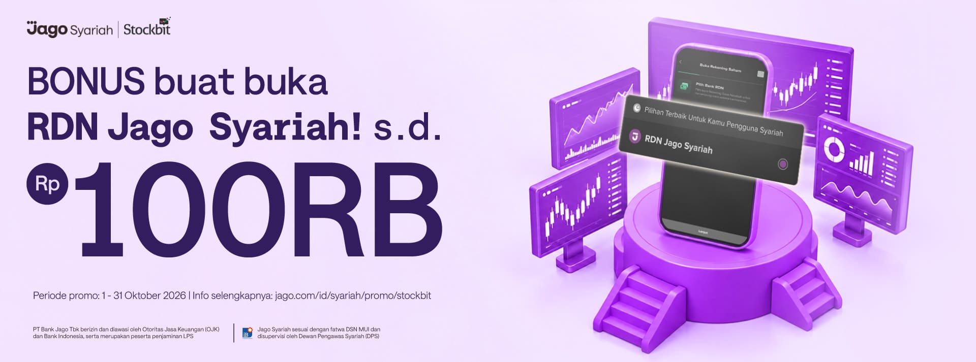 Bikin RDN Jago dari Stockbit dalam hitungan jam! Dapat bonus saldo s.d. Rp100.000