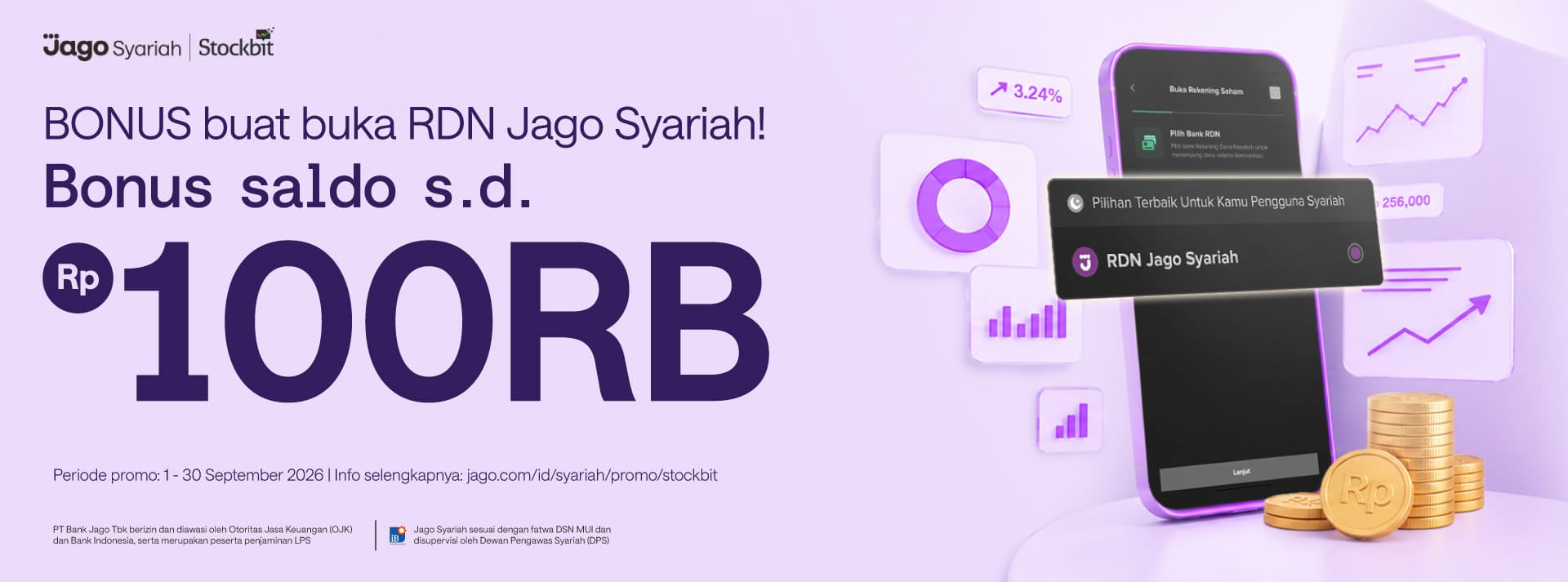 Bikin RDN Jago dari Stockbit dalam hitungan jam! Dapat bonus saldo s.d. Rp100.000