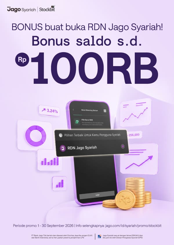 Bikin RDN Jago dari Stockbit dalam hitungan jam! Dapat bonus saldo s.d. Rp100.000