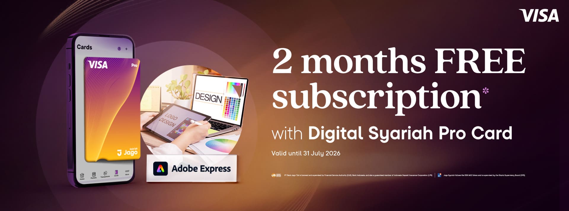 Get 2 Months of Adobe Express Premium Free when you purchase a 12-month subscription using a Jago Digital Pro Card