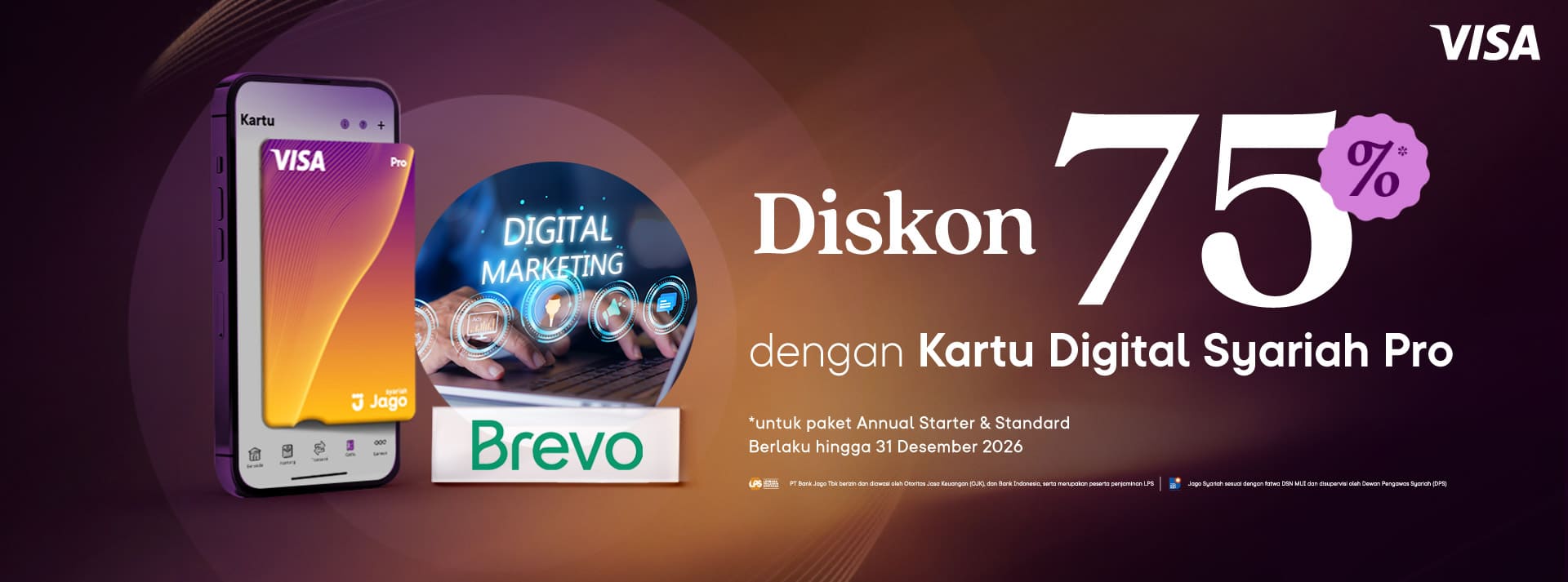 Diskon 75% untuk paket Annual Starter dan Standard dengan Kartu Digital Jago Pro