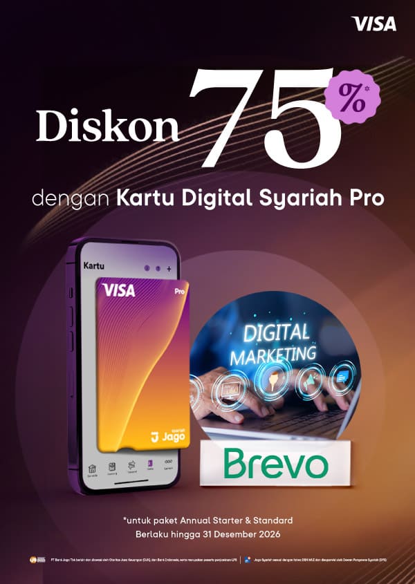 Diskon 75% untuk paket Annual Starter dan Standard dengan Kartu Digital Jago Pro