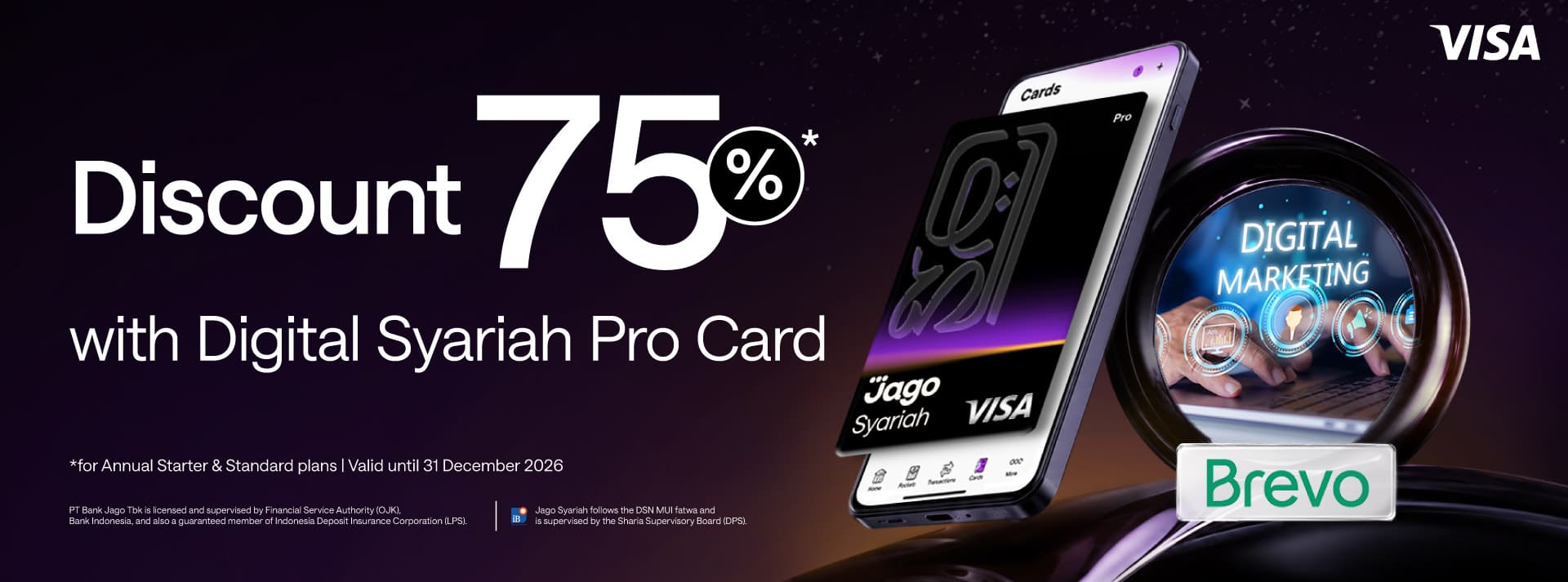 Get 75% off Annual Starter and Standard plans with a Jago Digital Pro Card
