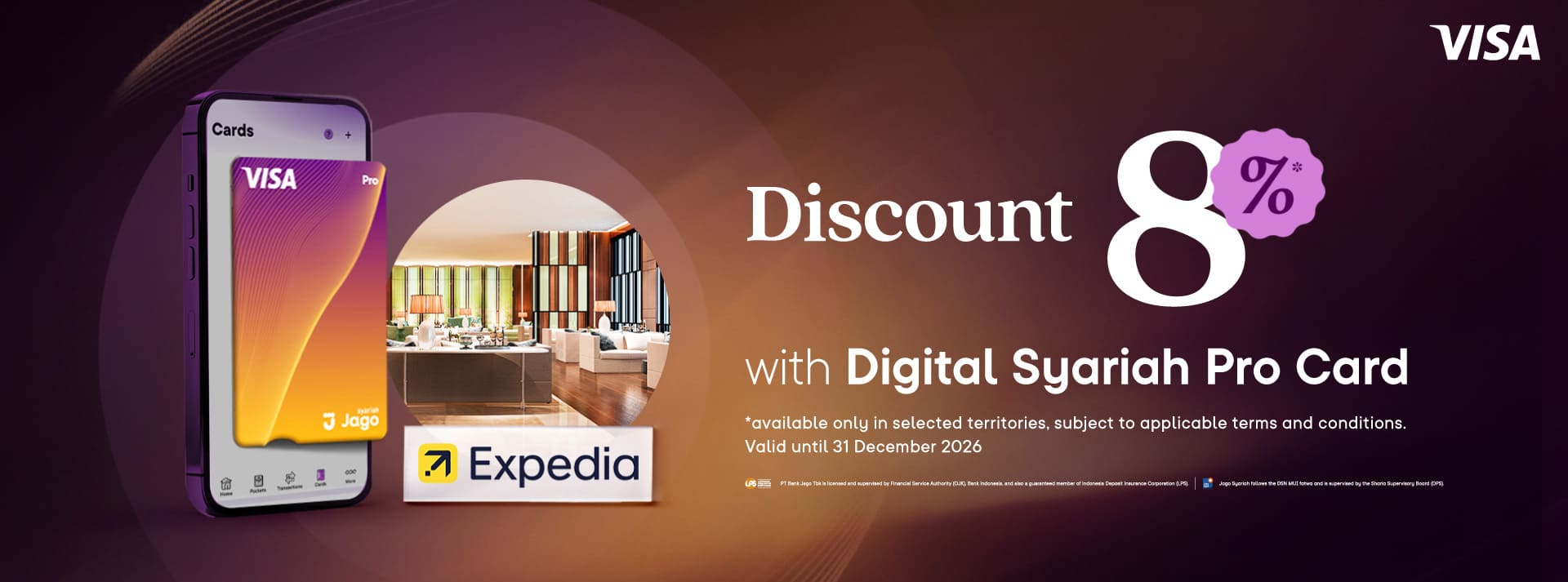 Get up to 8% off hotel bookings on Expedia when using the Jago Digital Pro Card