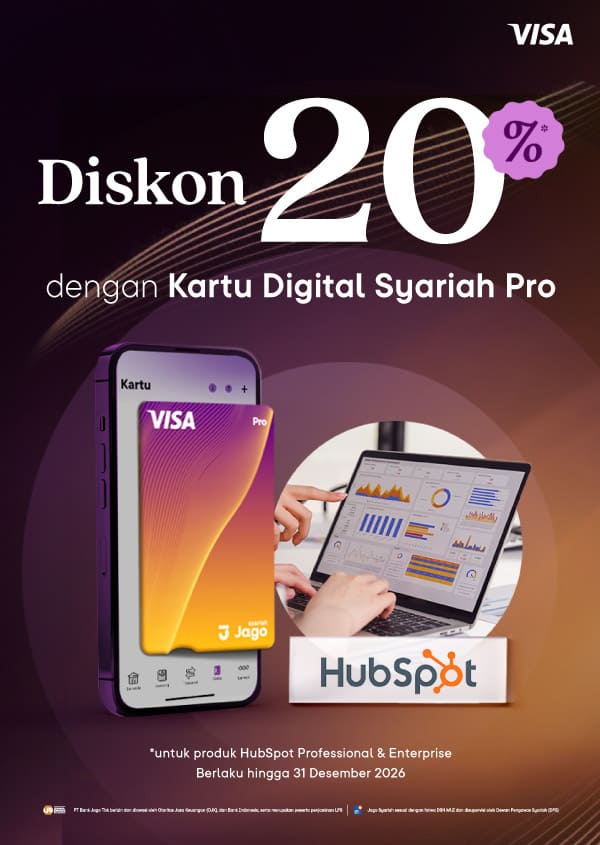 Diskon 20% untuk Produk HubSpot Professional & Enterprise menggunakan Kartu Digital Jago Pro