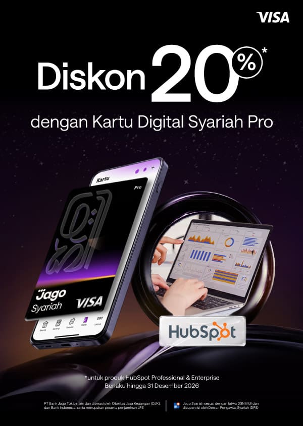 Diskon 20% untuk Produk HubSpot Professional & Enterprise menggunakan Kartu Digital Jago Pro