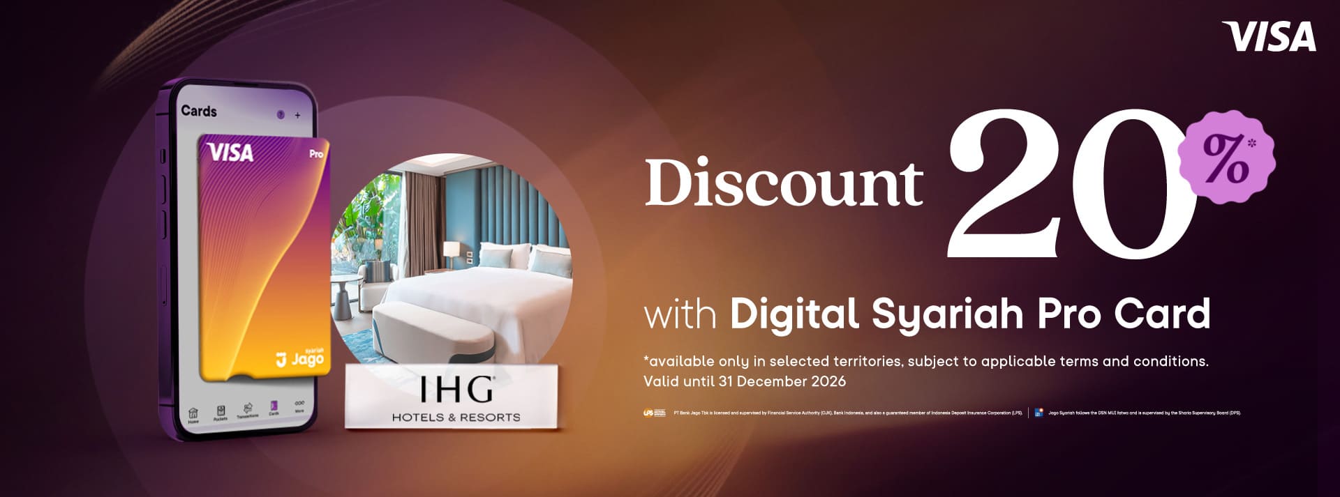 Get up to 20% off stays at IHG when using the Jago Digital Pro Card