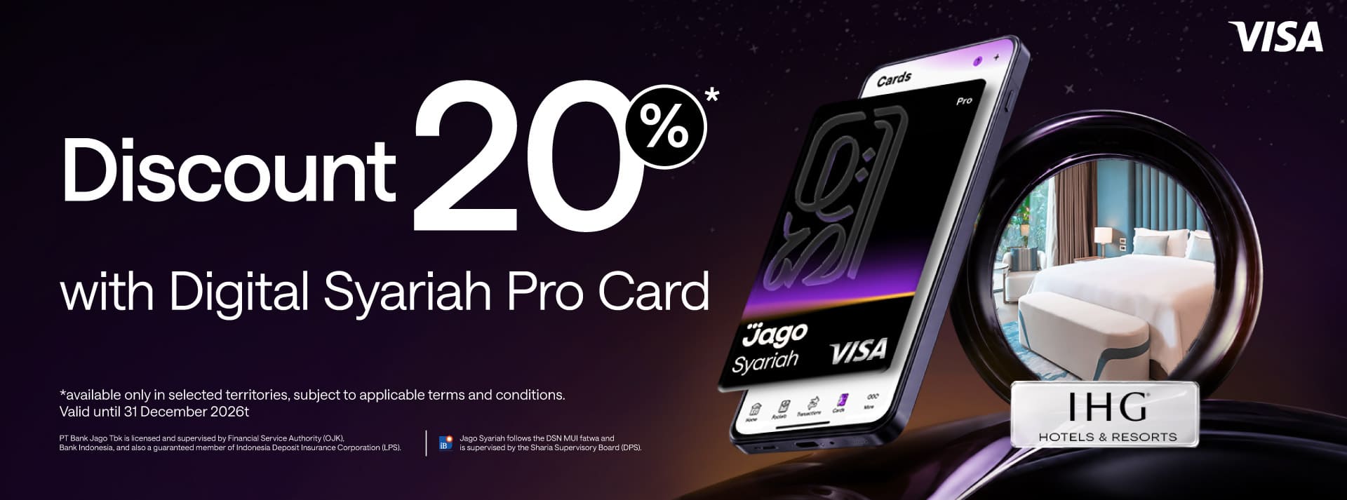 Get up to 20% off stays at IHG when using the Jago Digital Pro Card