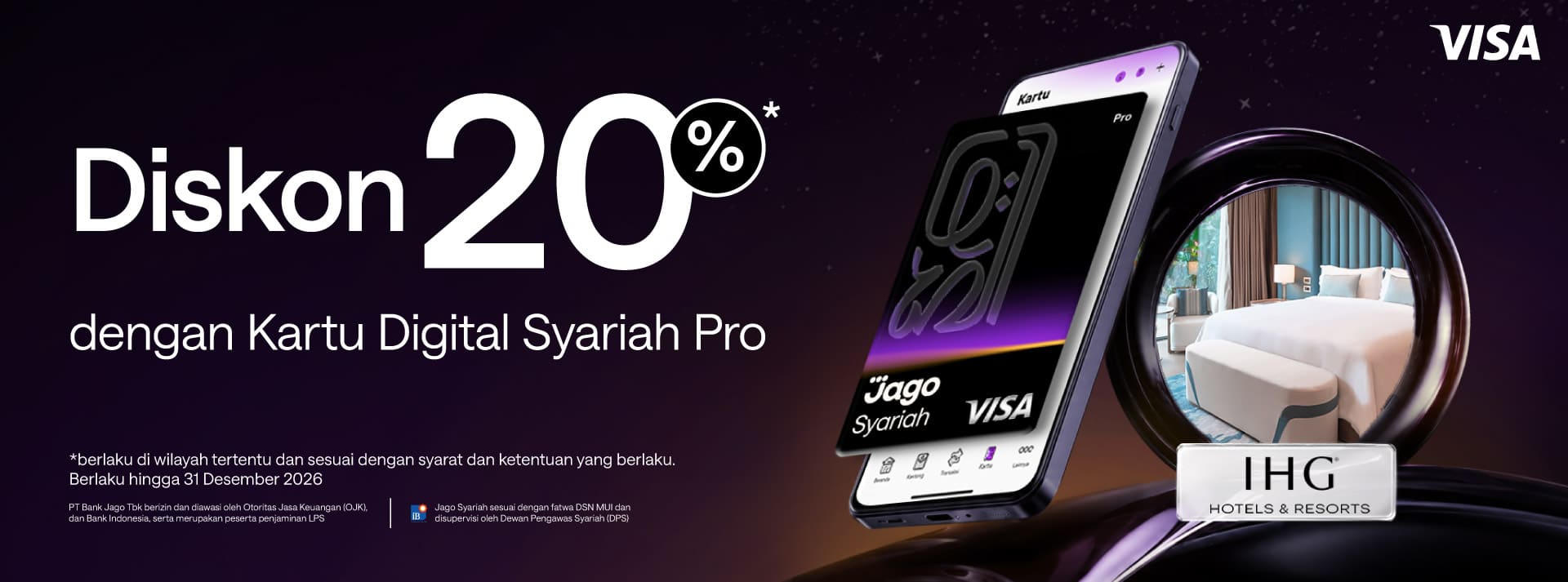 Diskon 20% untuk penginapan melalui IHG Hotels menggunakan Kartu Digital Jago Pro