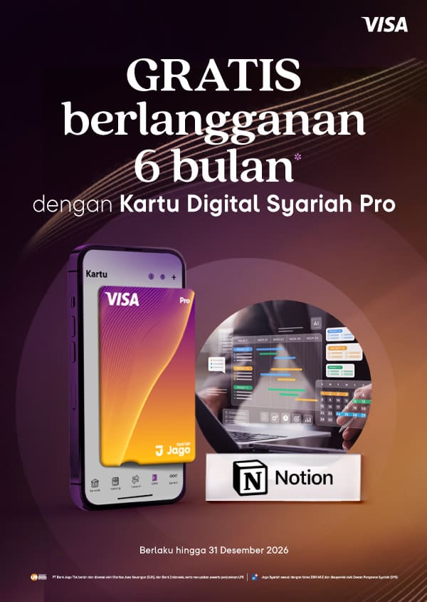 Gratis Notion Business & AI selama 6 bulan dengan kartu Jago Digital Pro