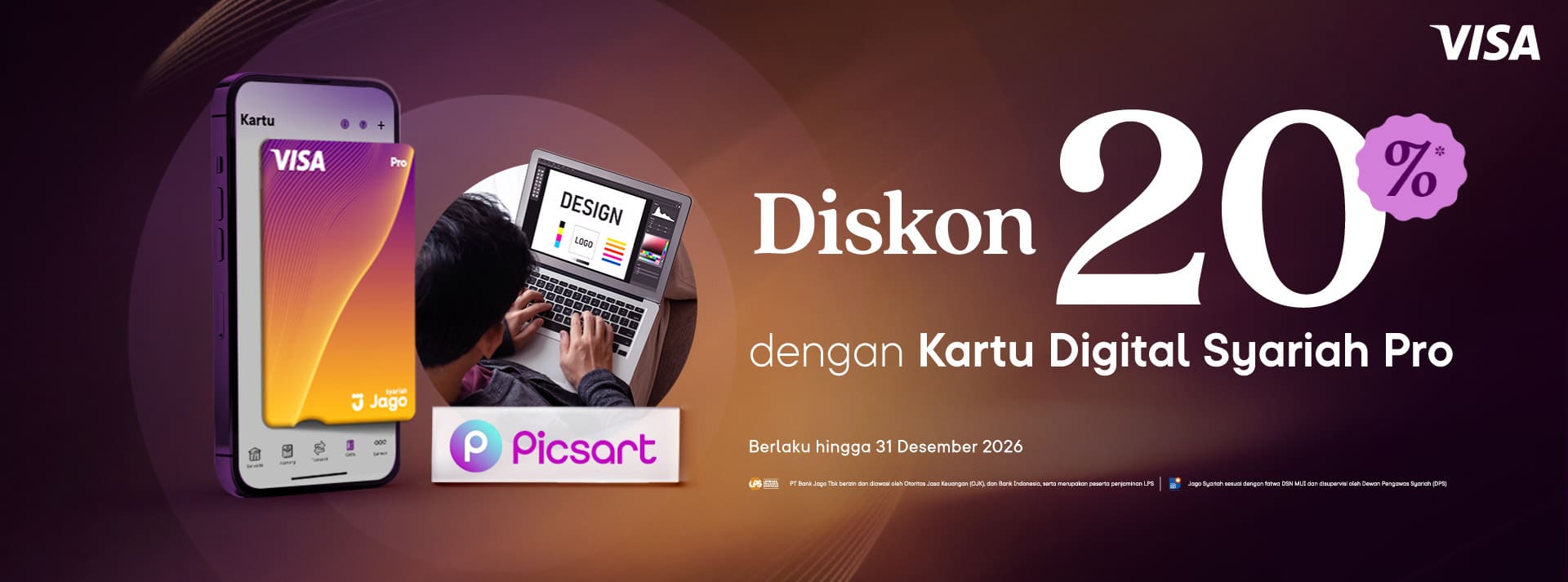 Potongan 20% untuk Picsart AdMaker menggunakan Kartu Digital Jago Pro
