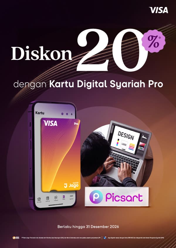 Potongan 20% untuk Picsart AdMaker menggunakan Kartu Digital Jago Pro