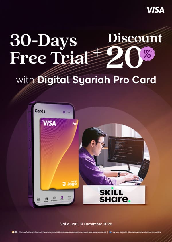 30-Day Free Trial + 20% Off Annual Plan when using the Jago Digital Pro Card