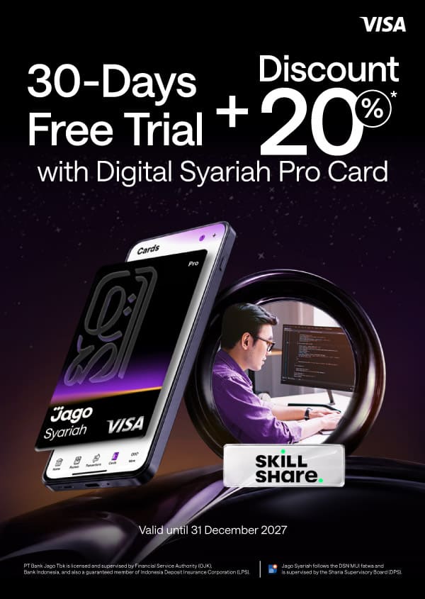 30-Day Free Trial + 20% Off Annual Plan when using the Jago Digital Pro Card