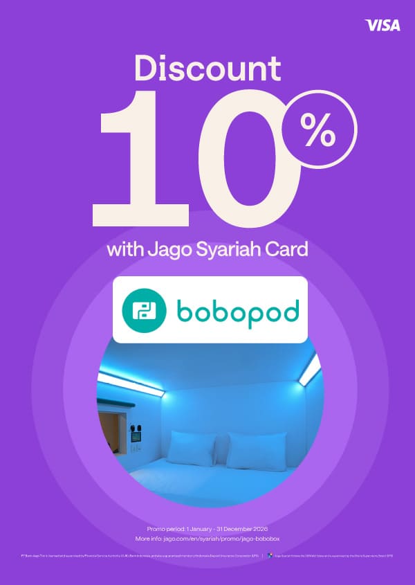 Book Bobopod by Bobobox using Jago Card (Physical) to get 10% discount for Bobopod!