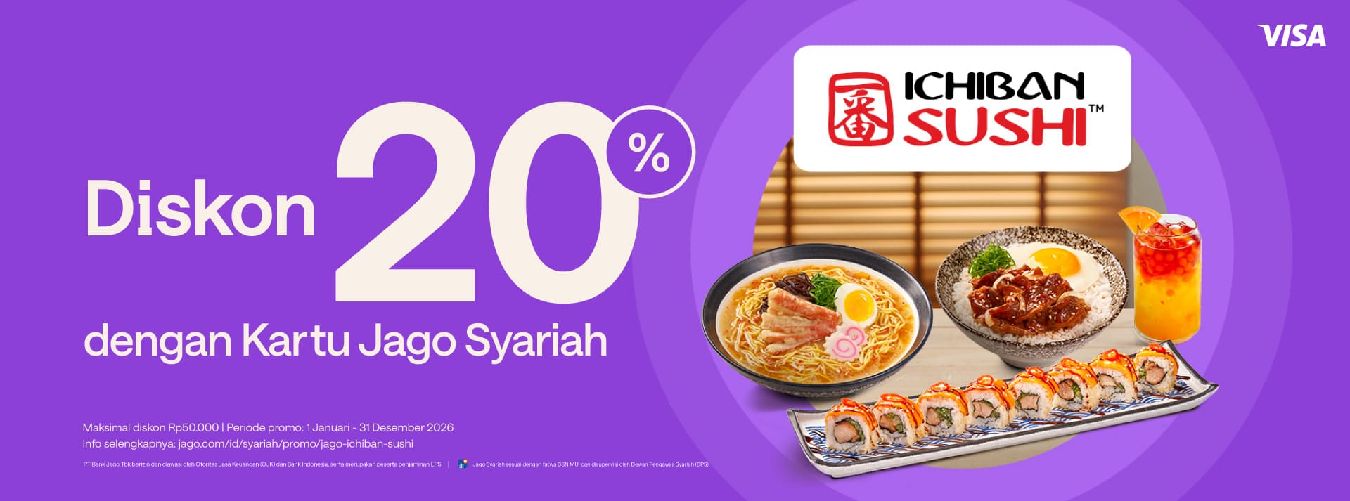 Diskon 20% buat makan sushi pakai Kartu Jago (Fisik)